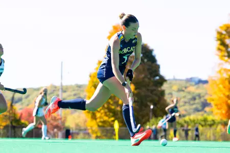 Lauren Keyte running with the ball against Merrimack (Oct. 18, 2026 in Hamden, CT)
