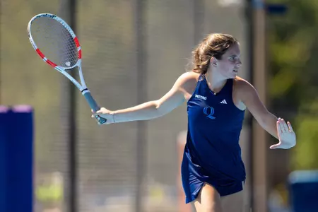 Isabella Sicignano preparing to hit against New Haven (Sept. 11, 2026 in Hamden, Conn.)