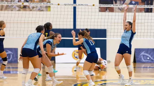 Team Celebration Following a Point vs. Merrimack (9/29/26 in Hamden, CT)