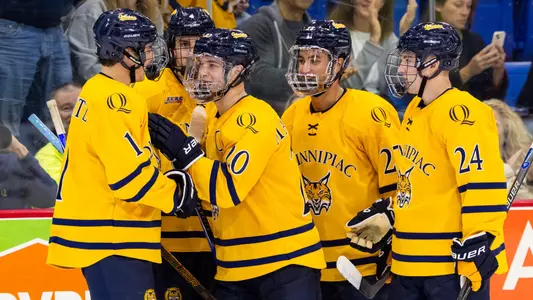 Quinnipiac Celebrates After a Goal Against New Hampshire (Oct. 2, 2026 in Hamden, CT)
