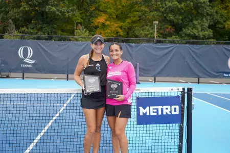 Caitlin Flower and Willow Renton with Metro Masters Doubles Trophies (Oct. 4, 2026 in Hamden, CT)