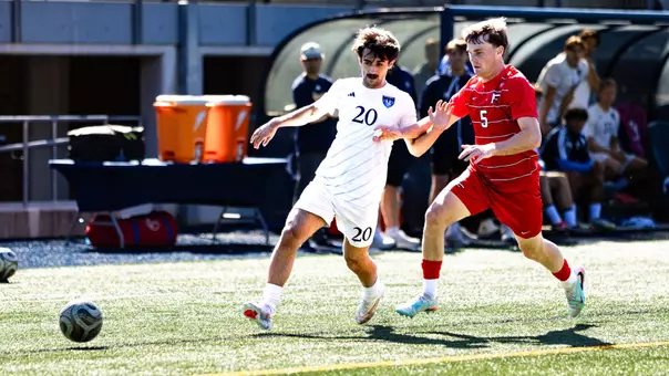 Andrew Monteserin Plays the Ball Against Fairfield (Oct. 7, 2026 in Hamden, Conn.)