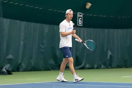 Elias Hoxha During Singles Match Against Rider (4.27.25 in North Haven, CT)
