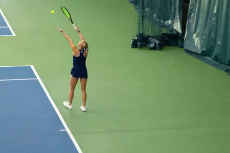 Caroline Schulson Preparing to Serve Against Fairfield (4.27.25 in West Windsor, N.J.)