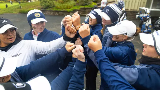 WGolf Pre Tournament Huddle at QU Classic (Wallingford, Conn.)