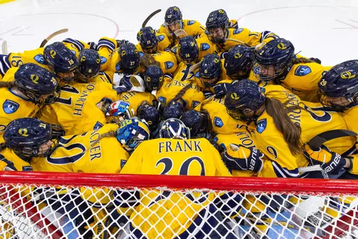 WIH in Group Huddle Before Playing SLU (11.7.25 in Hamden, CT)