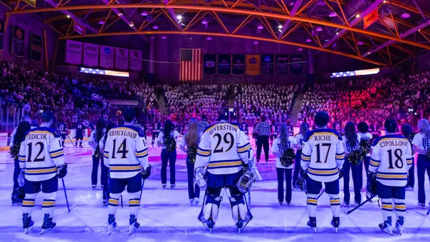 The Bobcats During the National Anthem (Feb. 7, 2026 in Hamden, Conn.)