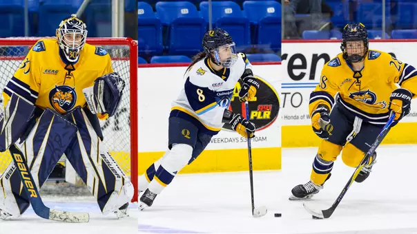 Felicia Frank, Kahlen Lamarche, and Makayla Watson All-ECAC Honors