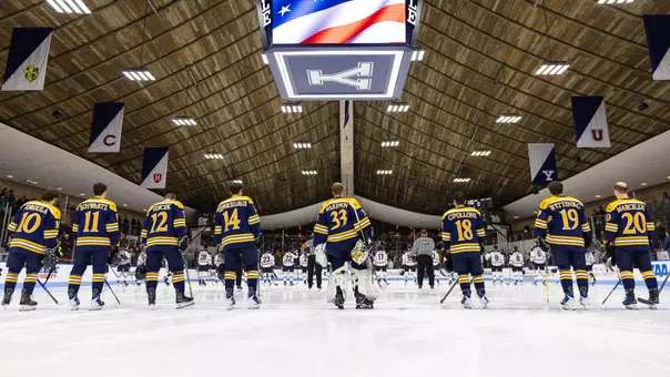 The Bobcats During the National Anthem on Jan. 24 against UConn (Jan. 24, 2026 in New Haven, Conn.)