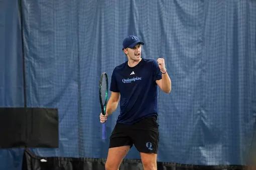 Finn Burridge Celebrates Winning a Set Against Illinois State (2.20.26 in North Haven, CT)
