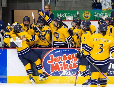 Kahlen Lamarche Celebrating with the Bench After Scoring vs Brown (3.1.26 in Hamden, CT)