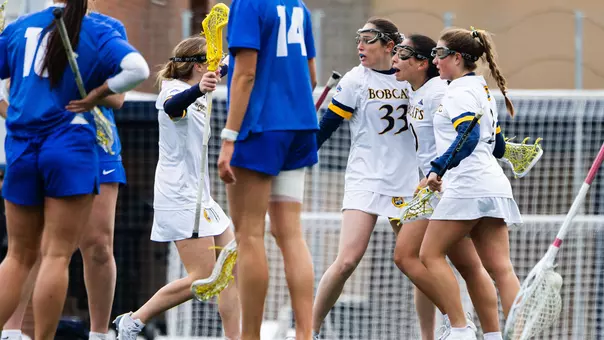 Quinnipiac Celebrates a Goal Against Hofstra (Feb. 14, 2026 in Hamden, Conn.)