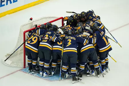Women's Ice Hockey in Pregame Huddle vs Wisconsin (3.14.26 in Madison, WI)