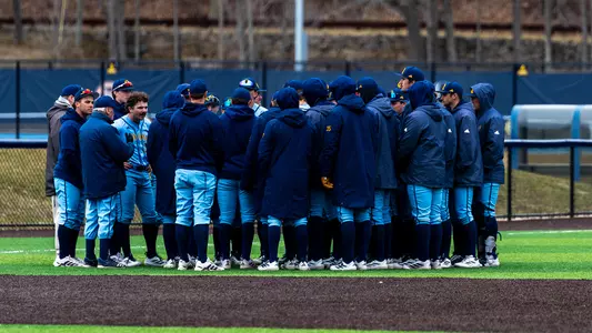 Baseball Team Huddle After Win over Sacred Heart (Mar 15, 2026 in Hamden, Conn.)