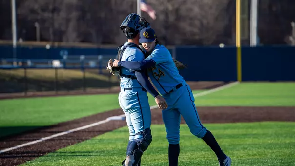 Matt Alduino and Brayden Hromada Celebrate Save Against Yale (March 18, 2026 in Hamden, Conn.)