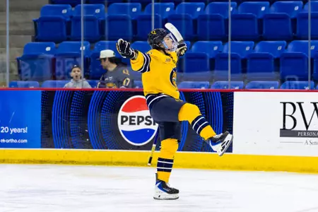 Kahlen Lamarche Celebrating Goal Against Brown (3.01.26 in Hamden, CT)