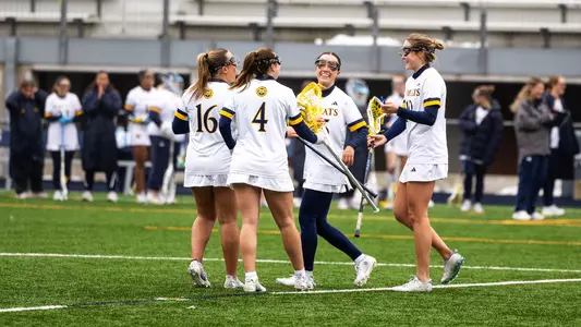 Women's Lacrosse Celebrates a Goal Against New Haven (March 7, 2026 in Hamden, Conn.)