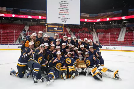Quinnipiac Women's Ice Hockey Celebrating ECAC Championship Win (3.7.26 in Lake Placid, NY)
