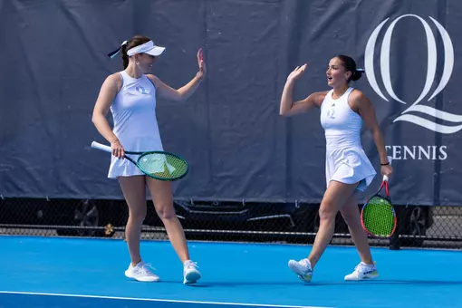 Caitlin Flower & Willow Renton High Fiving vs Marist (April 3, 2026 in Hamden, Conn.)