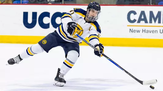 Mason Marcellus With the Puck Against Clarkson (March 13, 2026 in Hamden, Conn.)