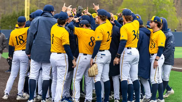 Baseball Team Huddle vs. CCSU (April 22nd, 2026 in Hamden, Conn.)