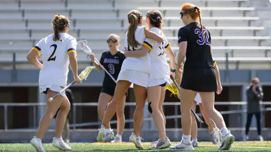 Bendowski, Miller-Ayala and Provenzano Celebrate a Goal Against Niagara (March 21, 2026 in Hamden, Conn.)