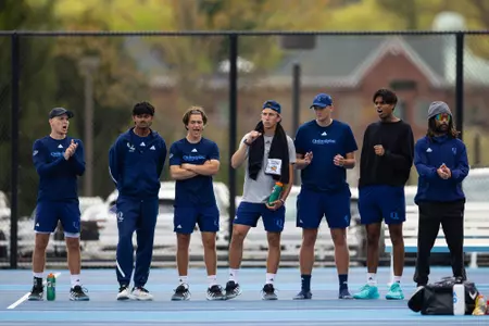 Men's Tennis on Sidelines vs Niagara (April 18, 2026 in Hamden, Conn.)