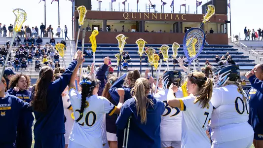 Quinnipiac Huddles During Its Game Against Fairfield (April 13, 2026 in Hamden, Conn.)