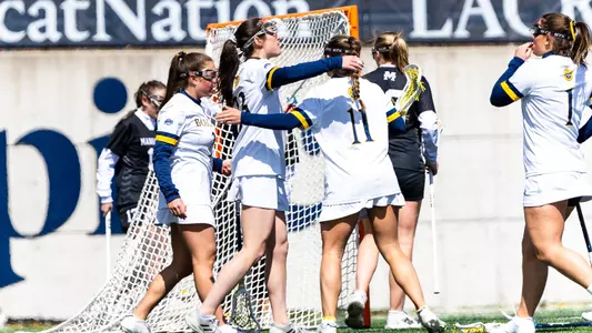 The Bobcats Celebrate a Goal vs. Manhattan (March 28, 2026 in Hamden, Conn.)