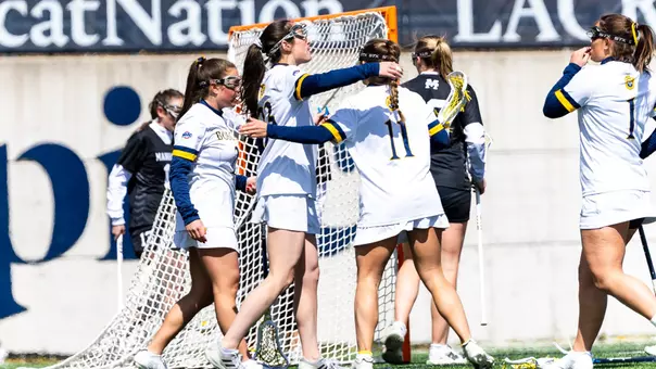 The Bobcats Celebrate a Goal vs. Manhattan (March 28, 2026 in Hamden, Conn.)