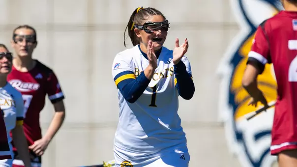 Peyton Choma Celebrates a Goal vs. Rider (April 8, 2026 in Hamden, Conn.)