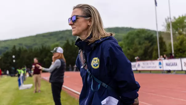Carolyn Martin Looks On During the 2026 MAAC Outdoor Championships (May 9, 2026 in Emmitsburg, Md.)