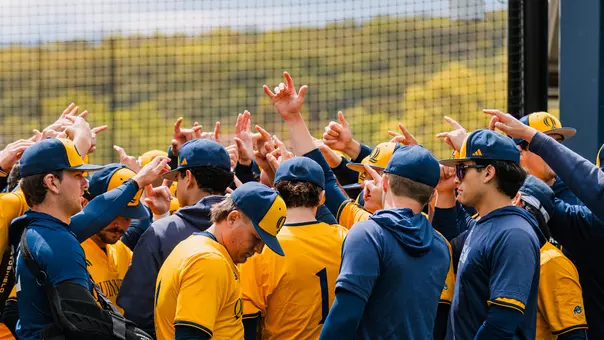 Baseball Team Huddle Pre Game vs Fairfield (May 2)
