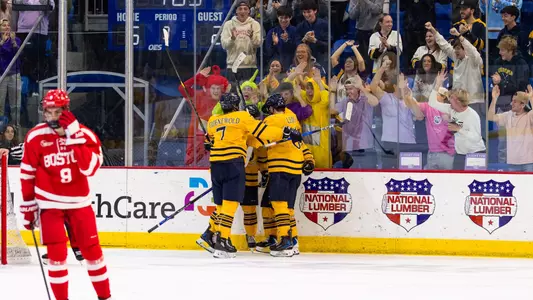 Quinnipiac Celebrates a Goal vs. Boston University (Nov. 15, 2025 vs. Boston, Mass.)