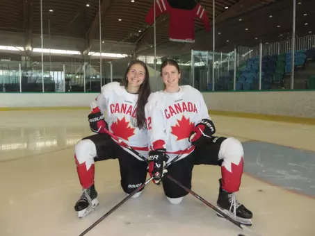 Rosalie Breton and Makayla Watson at Hockey Canada Camp