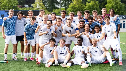 Quinnipiac Men's Soccer Poses After Its Win Against Providence (Aug. 24, 2026 in Hamden, Conn.)