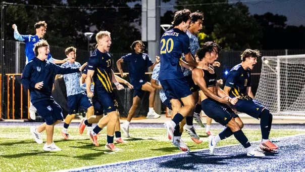 Men's Soccer Celebrates Taehyeon Lim's Game-Winning Goal at Yale (Aug. 28, 2026 in New Haven, Conn.)