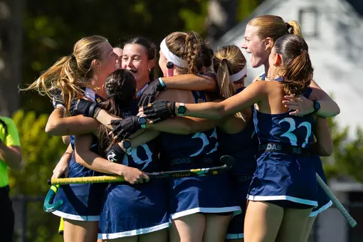 Field Hockey Celebrating Goal Against Villanova (Oct. 17, 2025 in Hamden, Conn.)