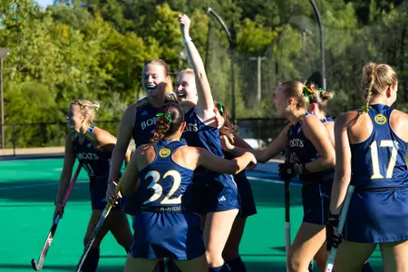 Ava Bleier celebrating game-winning goal against Hofstra (Sept. 11, 2026 in Hamden, Conn.)