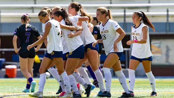 Bobcats Celebrate Goal Against Niagara (Sept. 5, 2026 in Hamden, Conn._