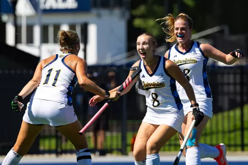 Julia Lutz celebrating her game-winner against Sacred Heart (Sept. 18, 2026 in New Haven, Conn.)