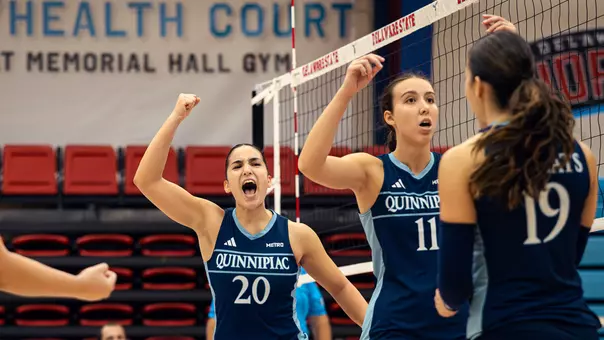 Sahra Ozbiltekin & Asia Belli Celebrate Following a QU Point (2026 at Delaware State)