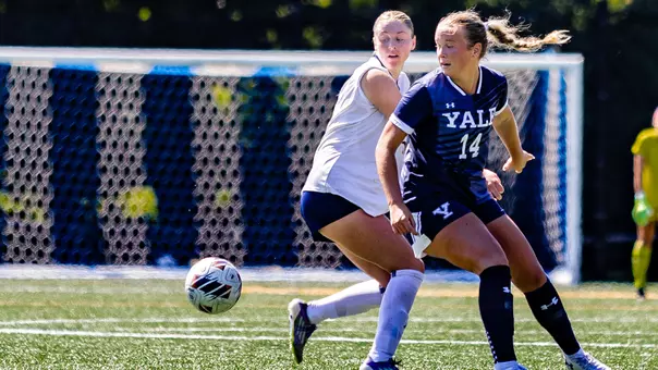 Caroline Matyczyk Fights for Loose Ball Against Yale (Aug. 23, 2026 in Hamden, Conn.)