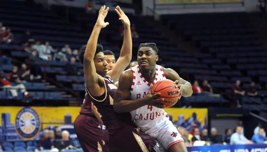 Louisiana Men's Basketball against Texas State Friday March 9, 2018 Lake Front Arena in New Orleans, La. Photo by Brad Kemp/RaginCajuns.com