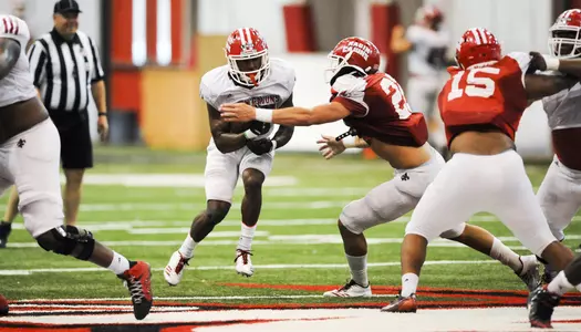 Louisiana football spring practice Saturday, April 14, 2018 at the Moncla indoor practice facility