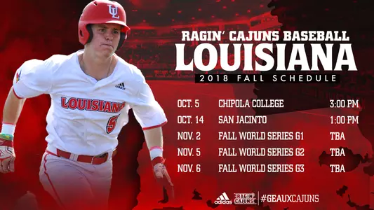 2018 Fall Baseball Schedule Graphic
