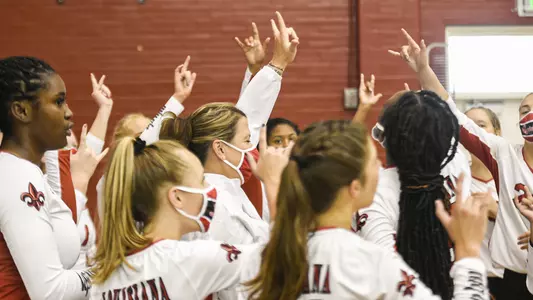 VB Team Huddle vs. Lamar