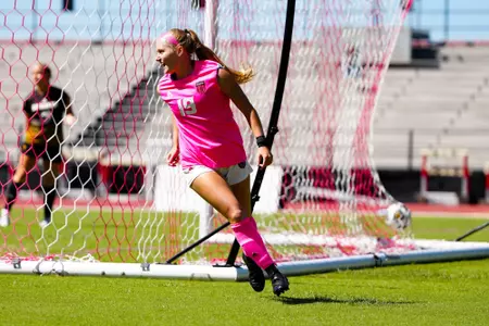 Alyssa Abbott celebrates a goal October 8, 2023 Louisiana Women's Soccer vs Southern Miss in Lafayette, LA at Home Bank Track and Soccer Complex. Final Score Louisiana 2 USM 1. Photo by Benjamin R. Massey/Ragin Cajun Athletics
