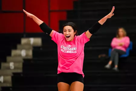 Danielle Taix October 14, 2023 Louisiana Volleyball vs South Alabama Game 2 at Historic Earl K. Long Gymnasium at Antoun Court. Final Score Louisiana 1 USA 3. Photo by Benjamin R. Massey/Ragin Cajun Athletics