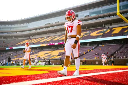 Cameron George September 30, 2023 Louisiana @ University of Minnesota Football in Minneapolis, MN at Huntington Bank Stadium. Final score Louisiana 24 Minnesota 35. Photo by Benjamin R. Massey/Ragin Cajun Athletics